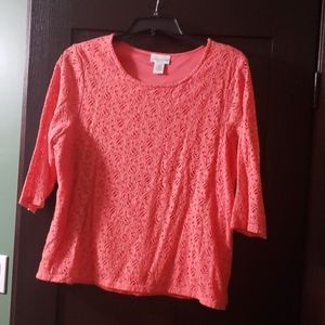 Coral lace blouse